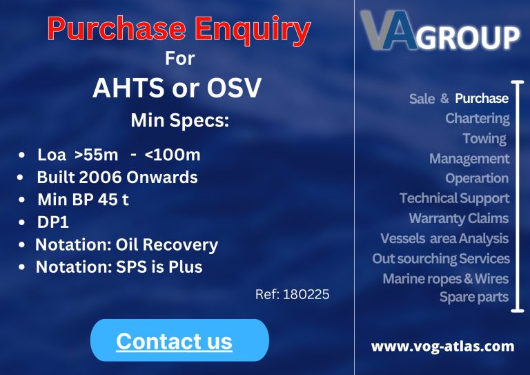 Min specs requirements looking for the purchase of AHTS or OSV or Offshore Vessel.